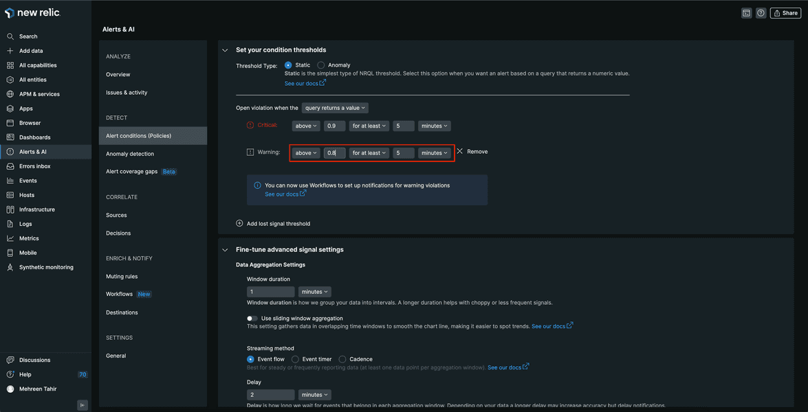 slow read response warning threshold