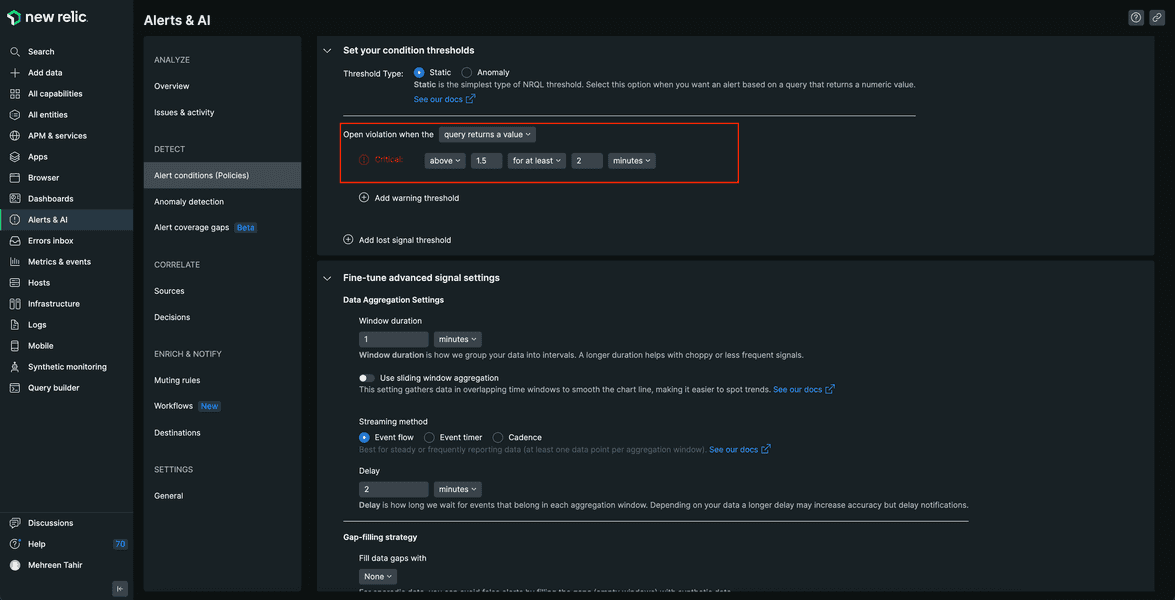 Adjust thresholds