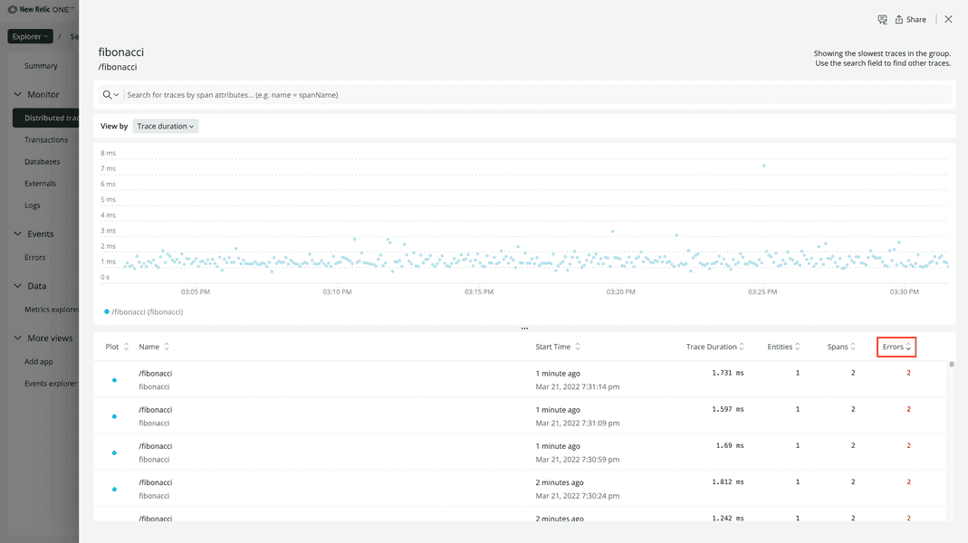 Distributed tracing errors